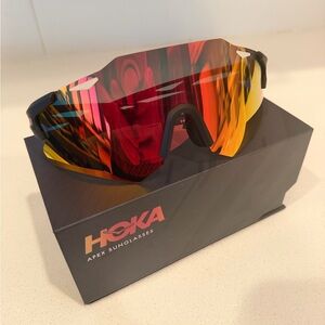 Hoka Apex Sunglasses with Vibrant Red and Yellow Lenses and Black Frame